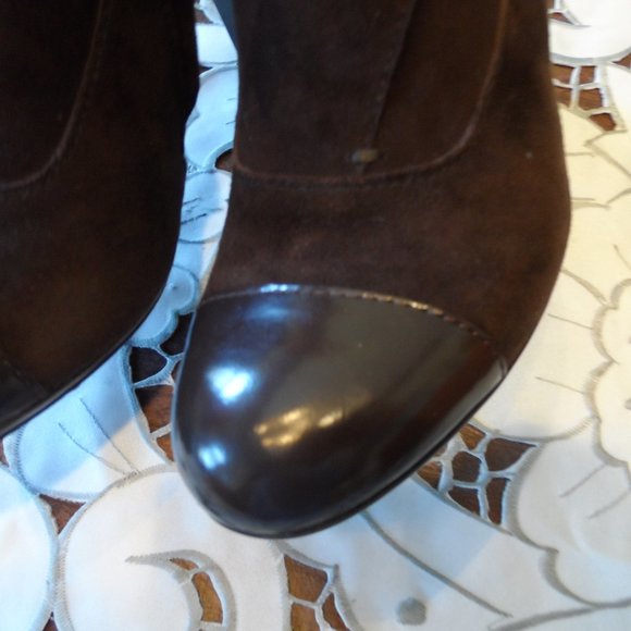 Tod's Brown Suede/Patent Leather Ankle Boot 37 - Picture 7 of 16